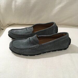 Hugs Tyre Sole Penny Driving Loafers, Slate Grey Suede Sz 36
